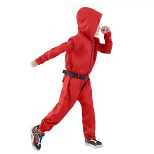 HalloweenBigRedGameSoldierClothesChildrenBoyGirlsStageDressClownCostumeJumpsuitGlovesBeltThree-pieceSet