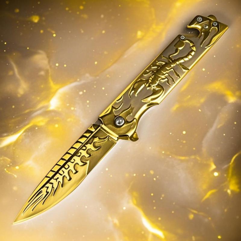 3D Scorpion Embossed Tactical Pure Manual Folding Knife, Outdoor Camping Hiking Knife, Durable Men's EDC Gift, Christmas Gift, Birthday Gift