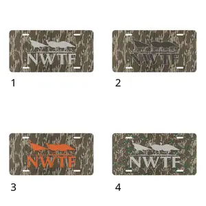 Custom Hunter Camo, Hunting/Fishing Gifts Aluminum License Plate, Custom License Plate, Personalized Vanity Tag, Blank Aluminum Plate, 12×6 License Plate, US Standard Car Plate, Front License Plate 4 Pre-Drilled Holes