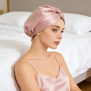 Silk Satin Bonnet for Women Double Layer Adjustable Sleep Cap Hair Protection Night Bonnet for All Hair Types Frizz Prevention Anti Breakage Breathable All Seasons Sleep Hat