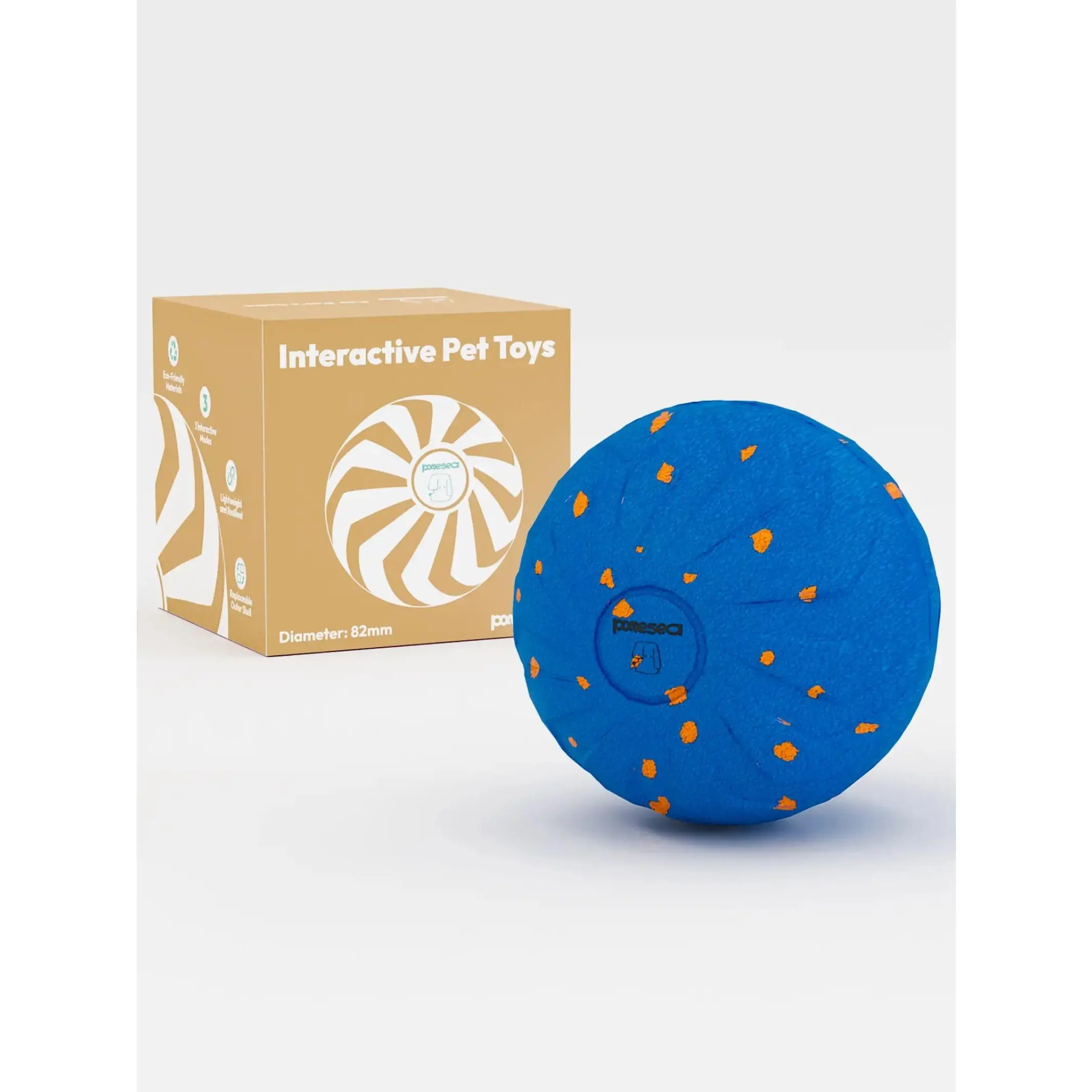 Interactive Dog Toy Ball for 35 lbs or More Dogs - E-TPU Shell, IPX7 Waterproof, Auto-Moving, Bounce, Spin, 3 Play Modes, 3-in-1 Design, Gentle, Eco-Friendly, Rechargeable Battery, Normal-Fast Charging, 3.2-Inch Diameter, for Indoor & Outdoor Use