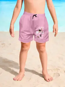 Football Style Kids Beach Shorts, Boys Drawstring Breathable Vacation Shorts, Loose-Fitting Casual Summer Wear