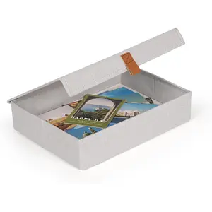 Decorative Photo Storage Box, Photo Boxes Storage with   Box to Store Pictures, Envelope, Scrapbook Supplies Comes with Business Card Frame to Mark (Small)