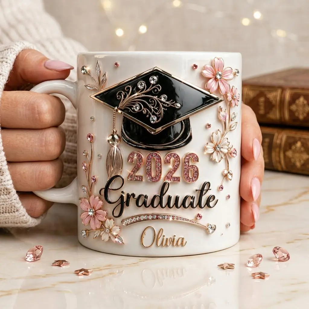 [Custom Name]Custom Graduation Mug 2026 with Name, Personalized Graduate Gift, Class of 2026 Coffee Cup, Gift for Daughter Her 2D Print 3D Effect 2D print 3D Effect