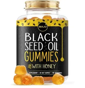 MAJU's Black Seed Oil Gummies with Honey 90ct, 500mg BSO Gummy, Black Cumin Seed Nigella Sativa Oil, Cold-Pressed, Potent Formula, 90ct