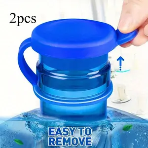 2pcs Water Jug Cap, Reusable Replacement Silicone No Spill Top Lid Cover, Anti-Dust Soft, Drink Protectors, Drinking Gadgets, Drinkware Detachable Lid