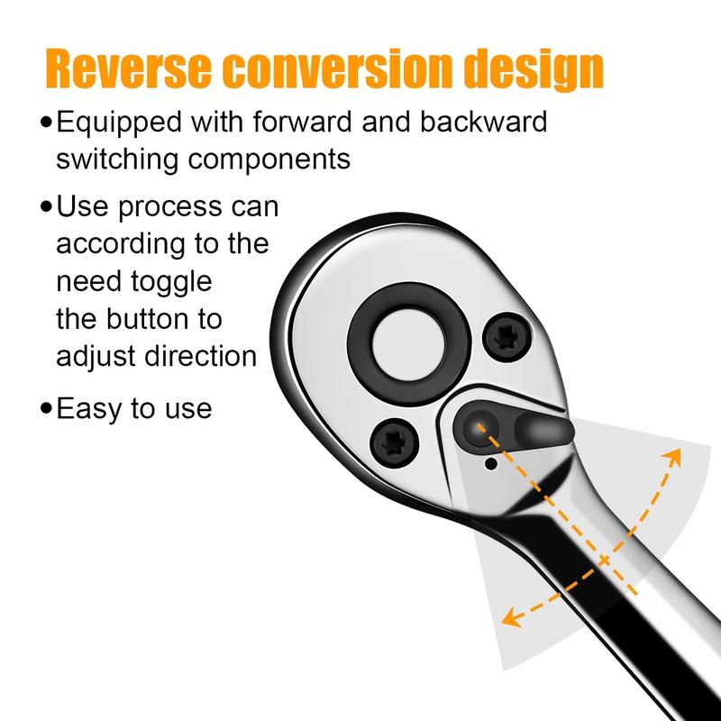 46-piece heavy-duty 1/4-inch quick-release ratchet socket wrench set, including screwdriver components and extension rod - comes with ratchet storage box - sturdy and durable, suitable for professional technicians and - compatible with vehicles
