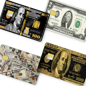 Premium Gold $100 Bill Credit Debit Card Skin - $2 money Stack Cash, Easy Removal, Stylish Protection for Your Card