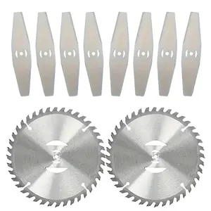 Weed Wacker Blade Attachments - 2x 6inch Stainless Steel Round Saw, and 8pcs Diamond-shaped Metal Lawn Mower Blades for Cordless Brush Cutters and String Trimmers, Grass Trimming Equipment|robust Construction|durable Weed Eater, Weeder Trimmers,summervibe