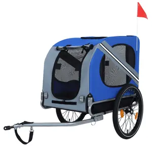 Aobtkel ® Large Folding Bike Trailer for Dogs – 66LB Capacity All-Terrain Pet Carrier, Durable Steel Frame for Cycling, Jogging, Camping & Outdoor Adventures, Blue-Gray#Summervibes
