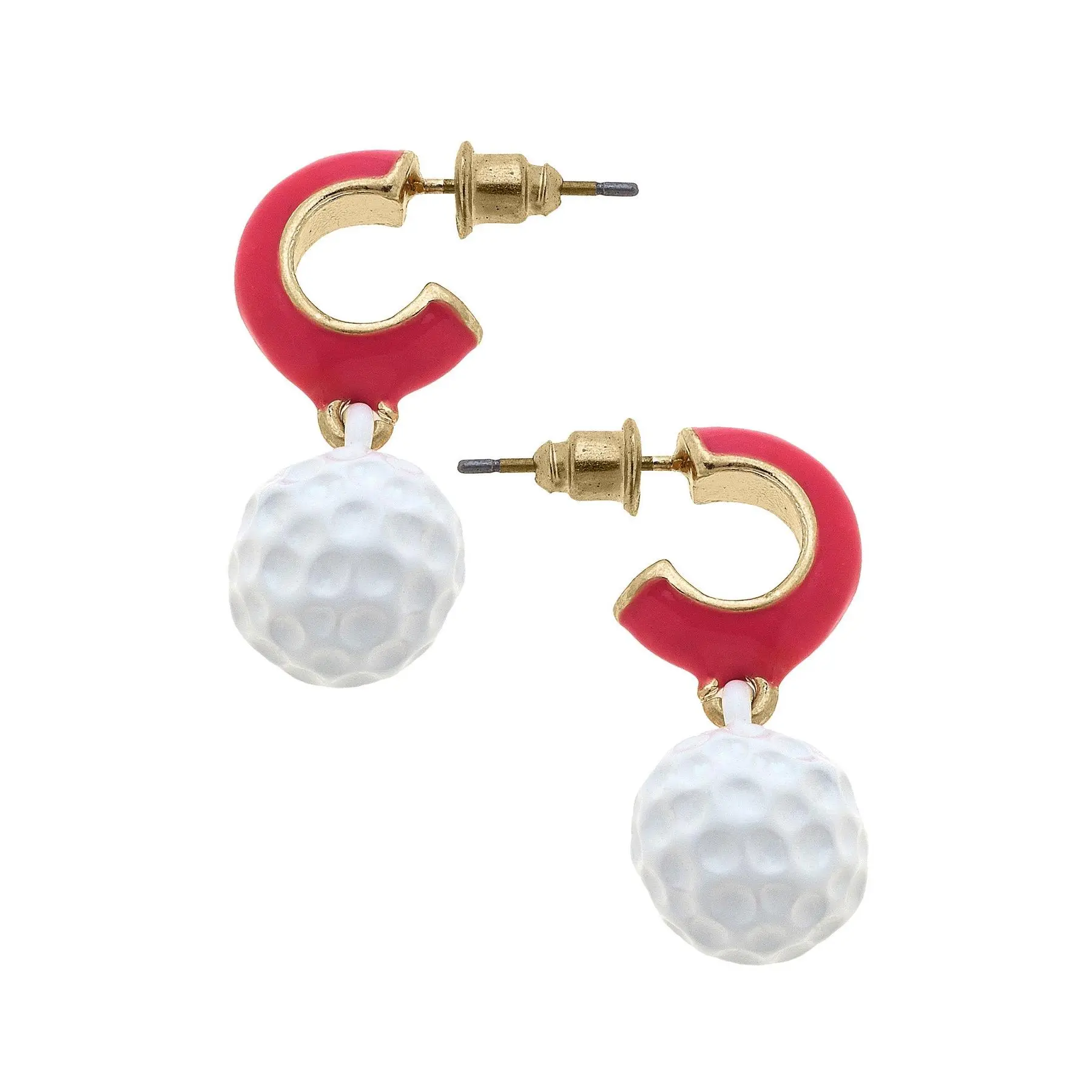 Blair Golf Ball Huggie Hoop Earrings in Fuchsia