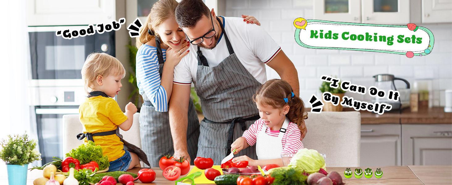 15-Piece Kids Cooking Set – Safe Real Cooking Tools for Toddlers & Children, Montessori Kitchen Toys, Kids Cutting & Cooking Set for Learning, Fun, Easter Gift