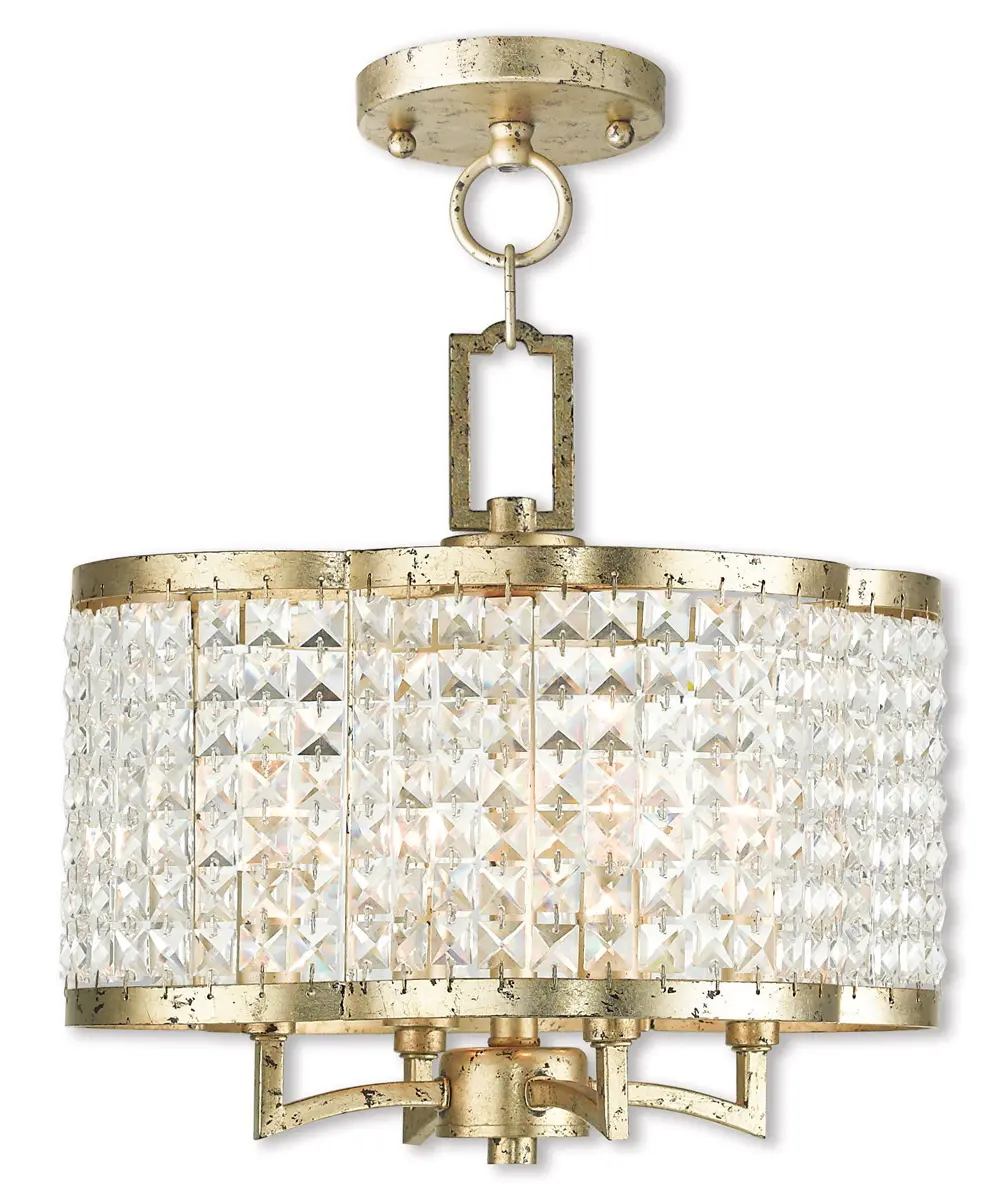 4 Light Winter Gold Mini Chandelier/Semi Flush with Steel base material