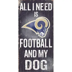 212 MAIN St. Louis Rams Team-Themed Football And My Dog Rectangular Sign - Home Wall Decor, Sports Collectible Accessory, Gift