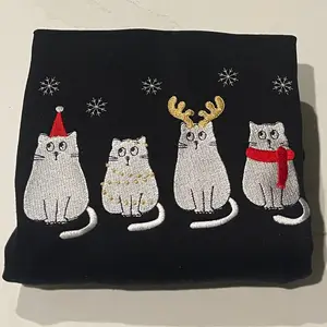 Cat Christmas embroidered sweatshirt