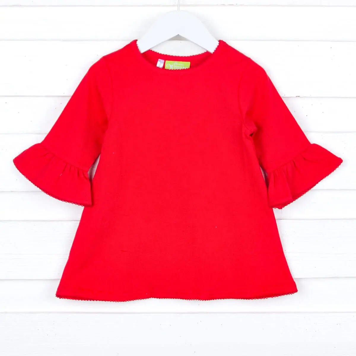 Red Milly Tunic - Soft Knit 3/4 Sleeve Top for Girls