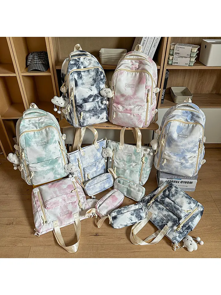 New Tie-Dye Backpack: High-Capacity, Stylish Casual Bag for Middle and High School Students (Suitable for School and Tutoring)