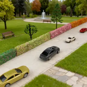 7-Piece Miniature Bush Set with Fence, Realistic DIY Materials, PP Material, Ideal for Model Building, Railway Models, Garden Landscaping