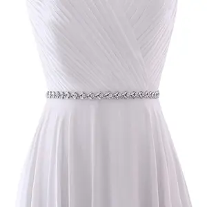 Rhinestone Thin Bridal Belt Wedding Dress Belt Handmade Sash for Bride and Bridesmaid