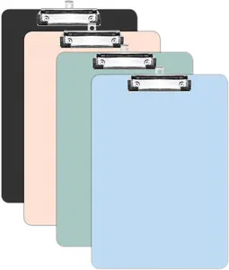 4 Pack Plastic Clipboards Multiple Colors Clip Boards with Low Profile Metal Clip,Hangable Low Profile Clipboard, Standard A4 Letter Size for Students, Teacher,, Nurse,Office Clerk