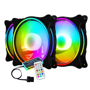 AEITTO RGB Chassis Fan, 12cm Desktop Computer Cooling Fan with Remote Control, Small 6Pin Mute Fan Cooler Radiator, Adjustable Cooling System