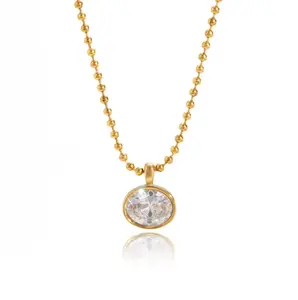 Classic Oval CZ Bezel Necklace Water Resistant