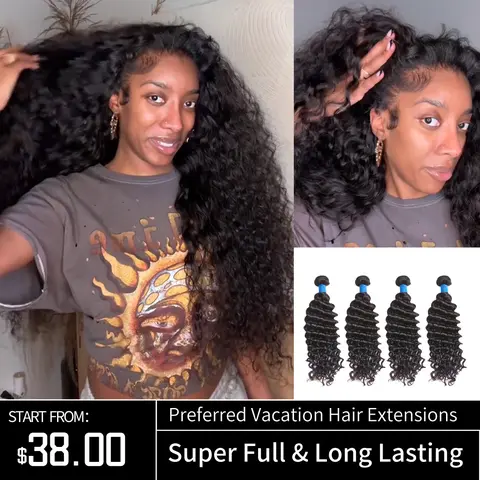 Ashine 10A Luxury Brazilian Virgin Hair Bundles with 4x4 Closure - Brazilian Weave, Deep Wave, Kinky Straight Texture, Curly, Natural Black, Thick Double Weft, Bouncy Soft Comfortable Texture, Dyable Stylable Extensions