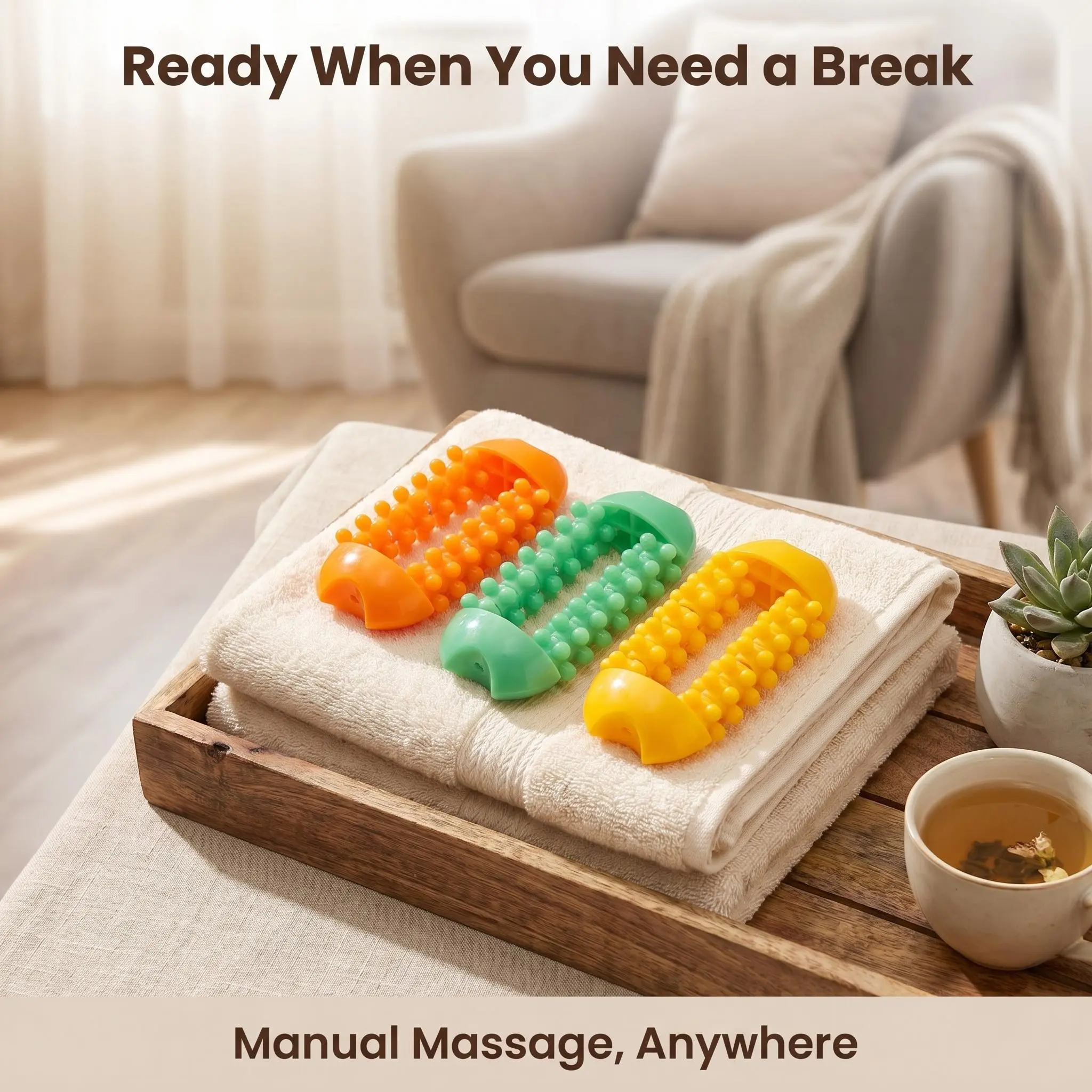 Compact Handheld Massage Tool with Textured Massage Nodes, Manual Finger & Body Relaxation Accessory