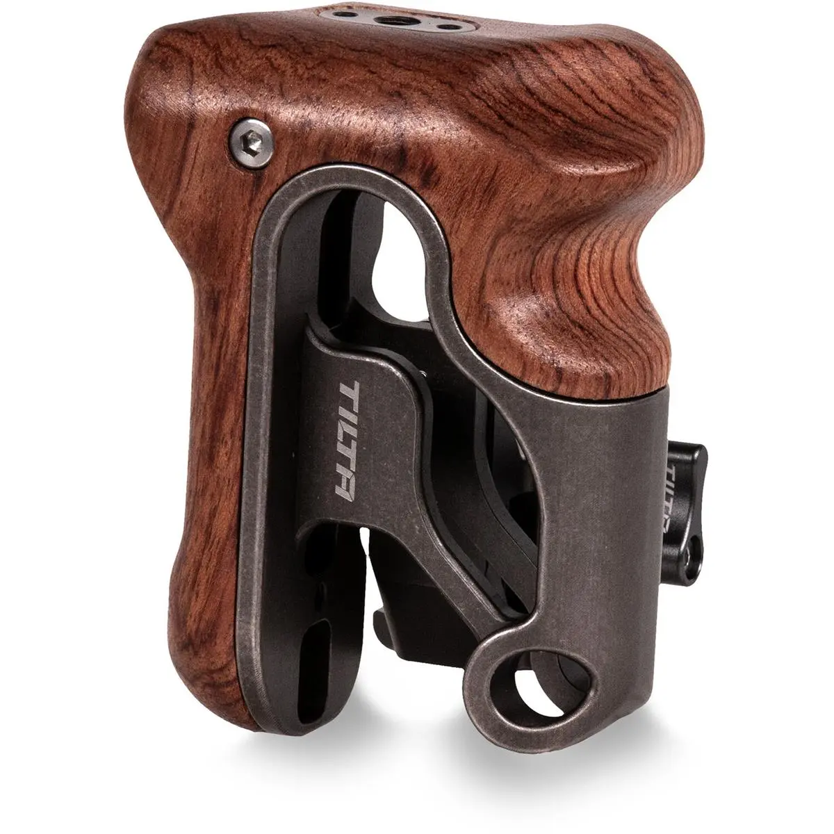 Tilta 1-Piece Right Side Wooden Handle - Type 6 Model, Tactical Gray Alloy Durable Compact Camera Accessory with Mounting Slot, Natural Wood Grain for Photography Gear