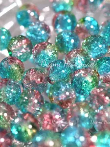 50 Pcs 8mm Snowflake Crackle Glass Beads, Blue//, Nature-Inspired, DIY Jewelry, Spring Picnics, Outdoor Trips, Bohemian Style