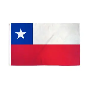 Chile Flag 3x5ft Poly with Header Tape & Metal Grommets Dye-Sublimated Bold Colors Double-Stitched Edges