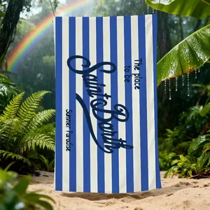 Oversized Saint & Sinner Striped Beach Towel - Quick Dry, Quick Drying Towel, Super Absorbent Microfiber Towel, Sand Free, Lightweight for Beach, Pool, Travel, Camping - Nautical Stripe Design in Navy Blue, Pink for Women, Men, Family