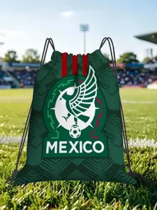 1 pc Mexico Football Print Drawstring Bags Men Women Storage Backpack Teenager Travel Bag Multi-function Pocket Match Day Essentials