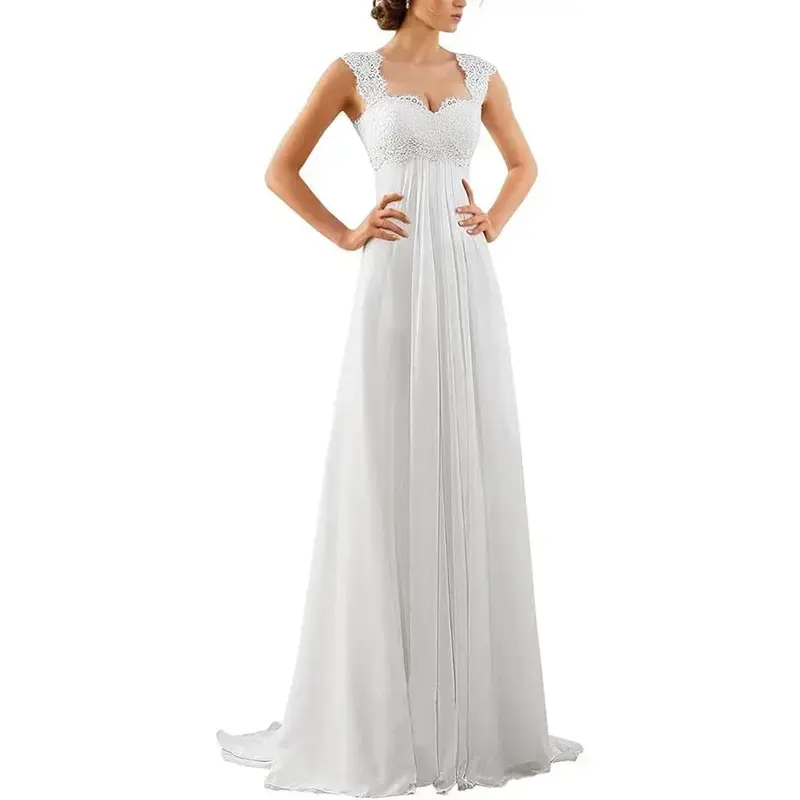 Wedding Dresses for Bride 2023 Sleeveless Lace Petite/Plus Size Bridal Gowns for Civil Wedding for Beach Wedding