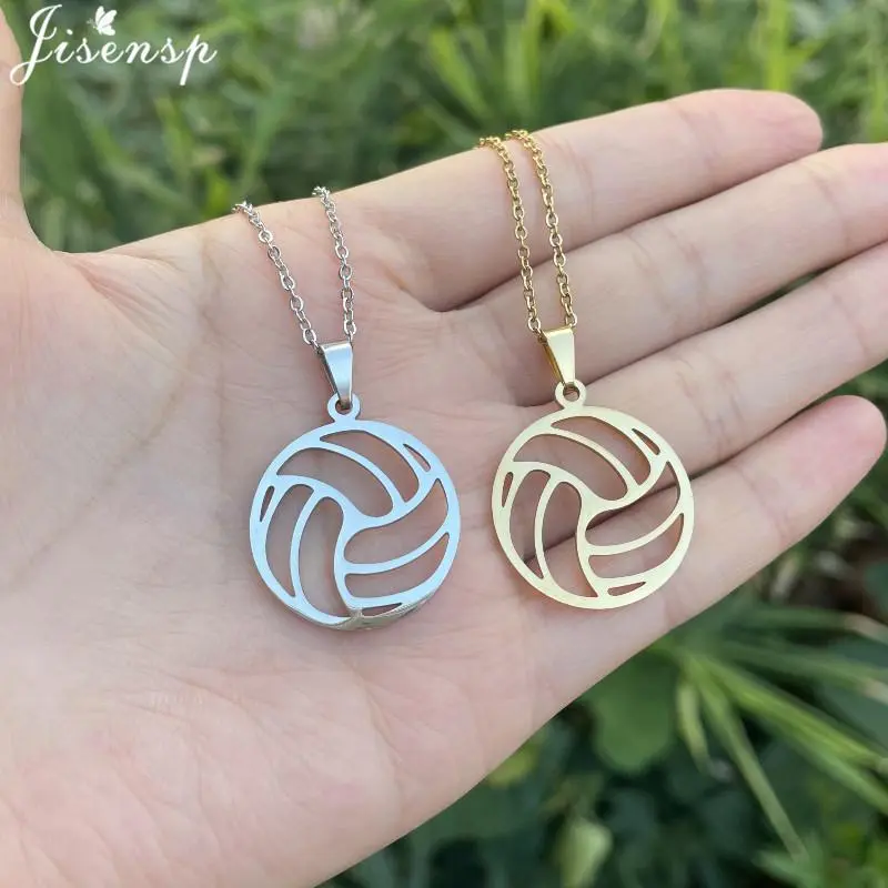 Fashion Casual Volleyball Necklace Women Men Ball Pendant Sports Jewelry Stainless Steel Football Necklaces Fans Best Gifts