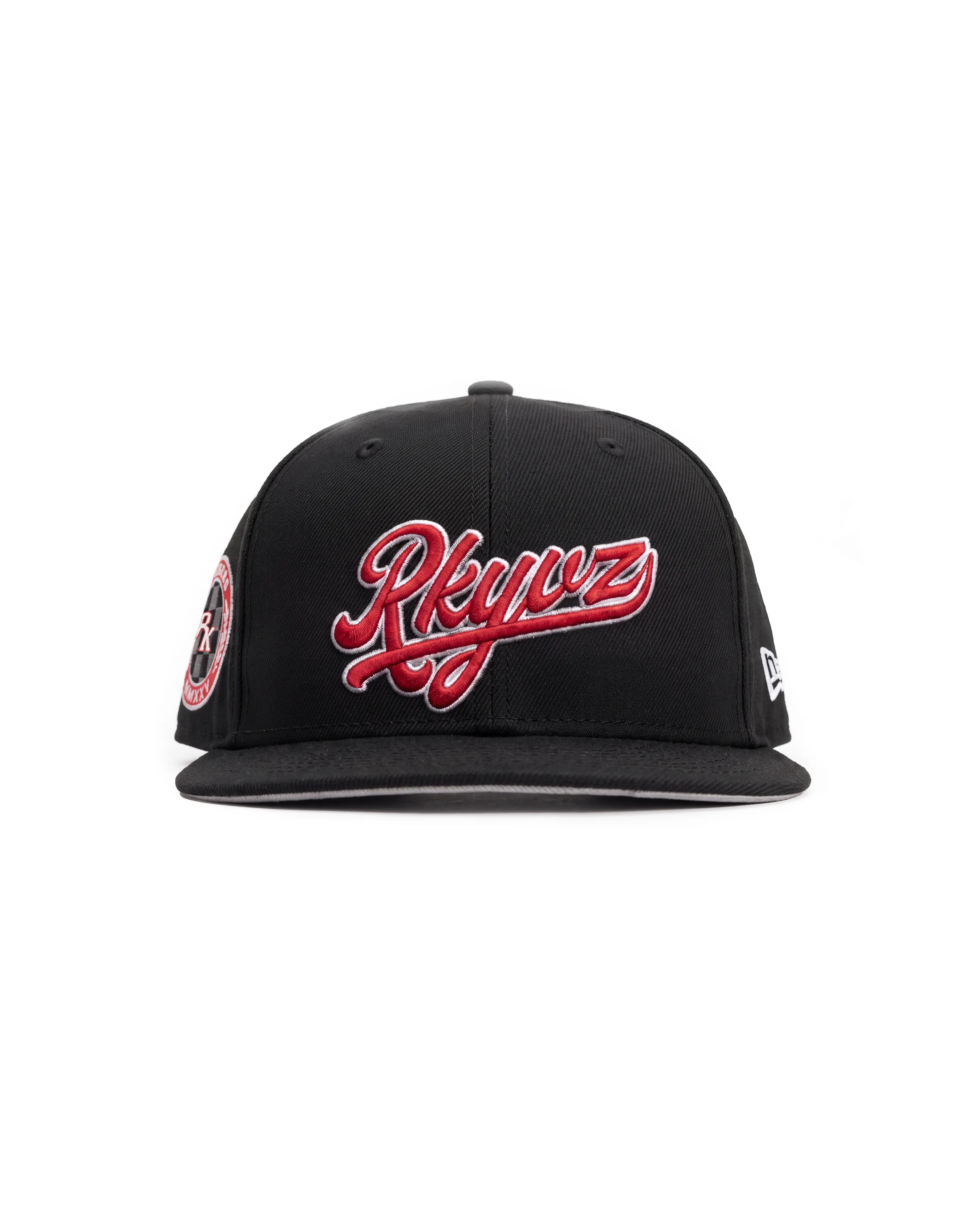 RKYVZ New Era Black Fitted Hat with Red Rkyvz Embroidered Logo