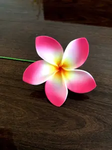 Plumeria Foam Flower with Stem Fuchsia Pink 3"