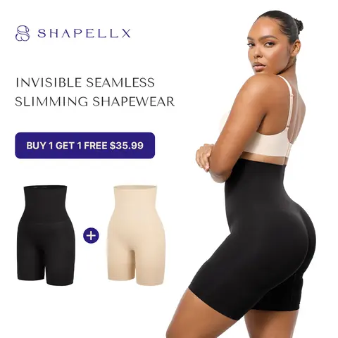 Shapellx 2-Pack Invisible Seamless Slimming Shapewear – Black, Beige & Latte Bundle for Women Shapewear Control Soft Control Shapewear
