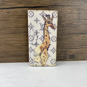 Pre-owned Louis Vuitton leather Wallet Savane Monogram Chapman Giraffe Brazza QG1406