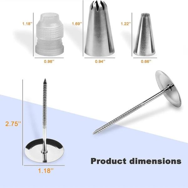 52 Pcs Stainless Steel Piping Tips Set with Storage Case, 2 Cake Nails & Coupler - Icing Tips Kit for Cake Decorating, Cupcakes, Cookies, Baking Tools for Beginners & Pros