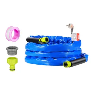 VEVOR 30ft Heated Water Hose for RV, Heated Drinking Water Hose with Corrugated Cover Antifreeze to -45F, Automatic Self-regulating, 5/8 I. D. with 3/4 GHT Adapter, Lead and BPA Free