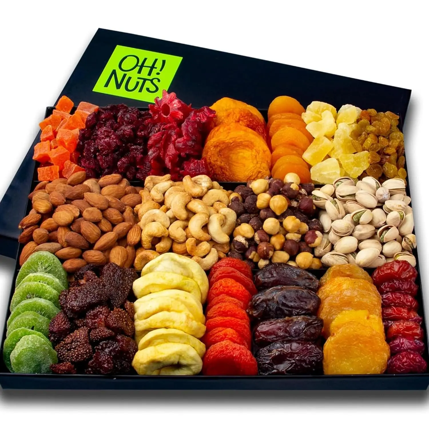Dried Fruit and Nut Gift Basket - XL 18 Variety Gourmet Assorted Fruits and Nuts Gift Baskets - Holiday Gift Box - Food Snack Box for Birthday, Corporate - Gift for Men, Women