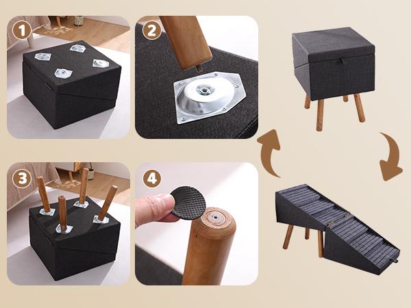 21-Inch Foldable Wooden Pet Steps and Ramp