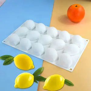 New Arrival 15-Cavity Lemon Mousse Silicone Mold, Cartoon Fruit Chocolate Baking Mold, French Pastry Wax Candle Making Tool