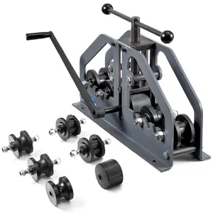 Manual Tube Roller Bender Max 1-1/2 Inch Tube And Pipe Bending Tool With 6 Dies - Heavy Duty Construction, Easy Hand Crank Operation, Perfect For Automotive Exhaust Tubing, Plumbing, Air Conditioning Ducts, And Metal Fabrication