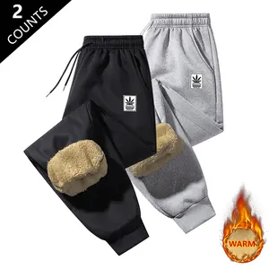 Men's Casual Fleece-Lined Sports Pants with Adjustable Drawstring Waistband and Zippered Pockets - Comfortable Thermal Thickened Men's Trousers Warm Sweatpants Jogger Pants Warm Casual Sports Full-Length Pants Suitable for Running, Hiking, Yoga, Fishing,