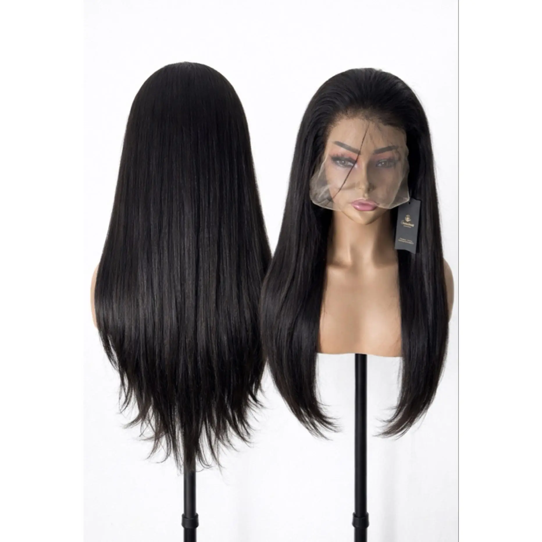 13x4 Lace Front 180% Density 20 Inches Straight Black Human Hair Wig for Women