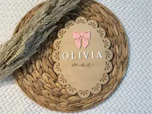 Custom Engraved Wooden Baby Name Sign Birth Announcement Sign Personalized Newborn Keepsake Baby Shower Gift Decor Lightweight for Nursery