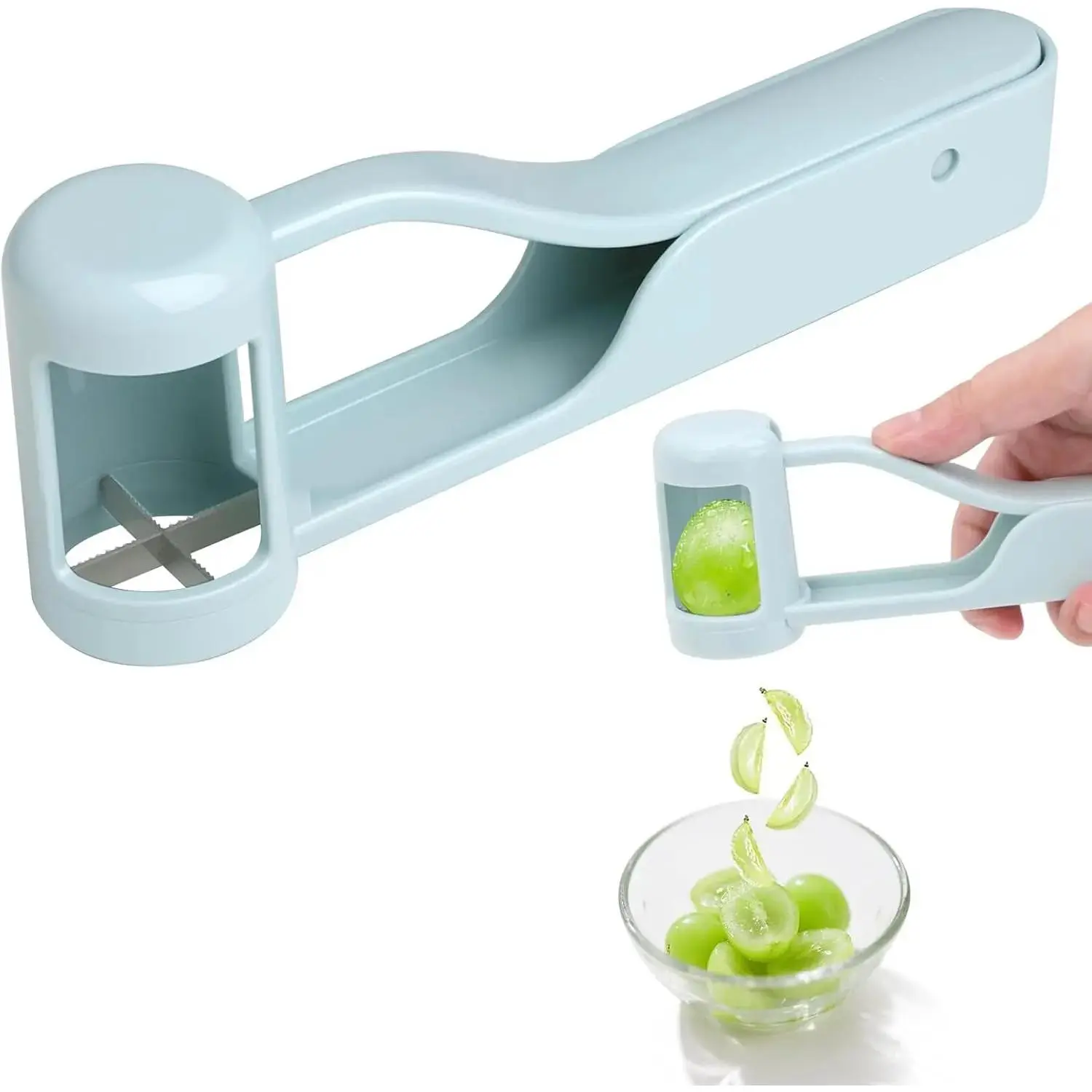 Stainless Steel Grape Cutter Utensils - Safe Fruit Slicer for Toddlers, Cherry Tomatoes, Strawberries - Kitchen Tool for Salads, Snacks#SummerVibes