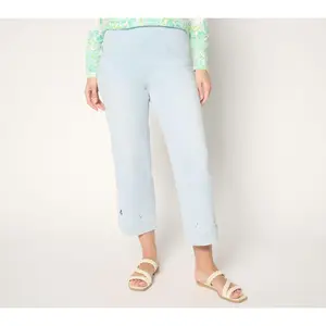 Belle by Kim Gravel Petite TripleLuxe Denim Sealife Eyelet Crop